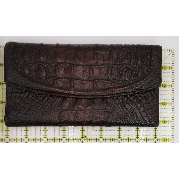 Vintage Brahmin  Alligator Embossed Leather Brown Clutch Wallet Organizer USA - Picture 11 of 11